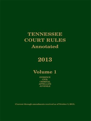 cover image of Tennessee Court Rules Annotated